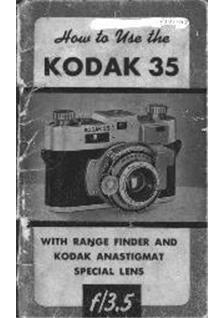 Kodak 35 with Rangefinder manual. Camera Instructions.